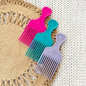 Goody Vintage Bold Colors Pink Teal Purple Reptile Textured Combs 3 Hair Picks
